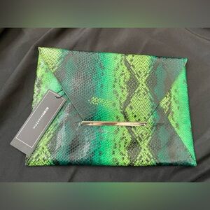 Beautiful BCBG Maxmaria Green Reptile like skin clutch